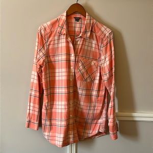 Eddie Bauer Coral Plaid Button-Up Shirt